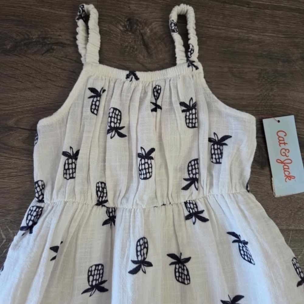 Cat & Jack Girls Toddler White & Black Pinapple Dress Size 3t NWT - Picture 2 of 3
